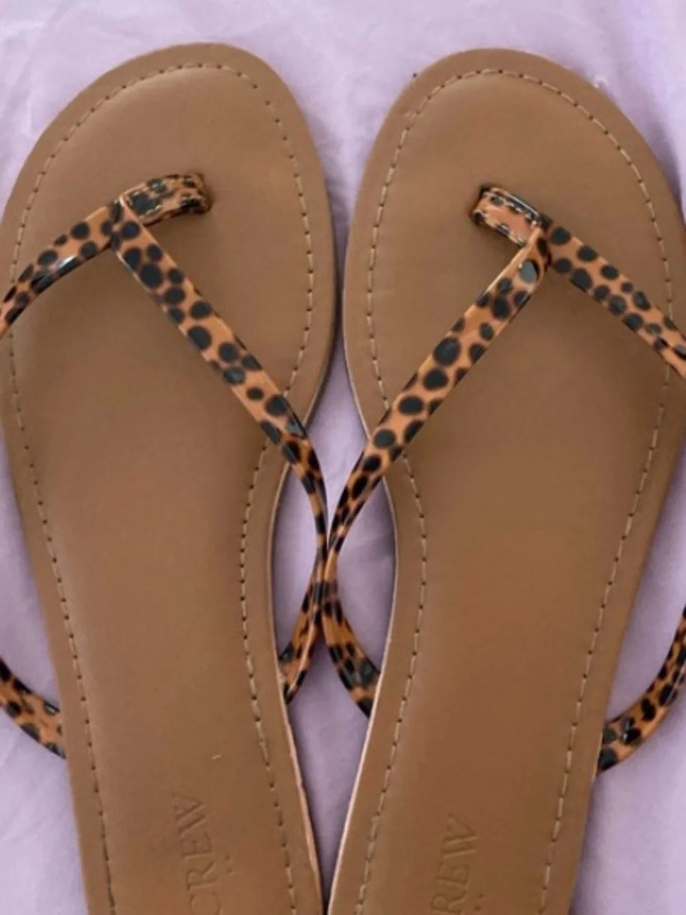 J. Crew Leopard-Print Strap Tan Flip Flops